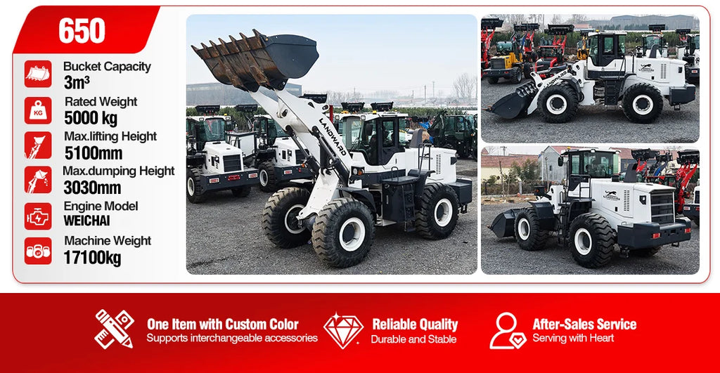 Farm Loader Diesel Kubota Engine Mini Loader Euro5 EPA Wheeled Mini Loader Hydraulic 4×4 Compact Loader 2 Ton Loaders Customized