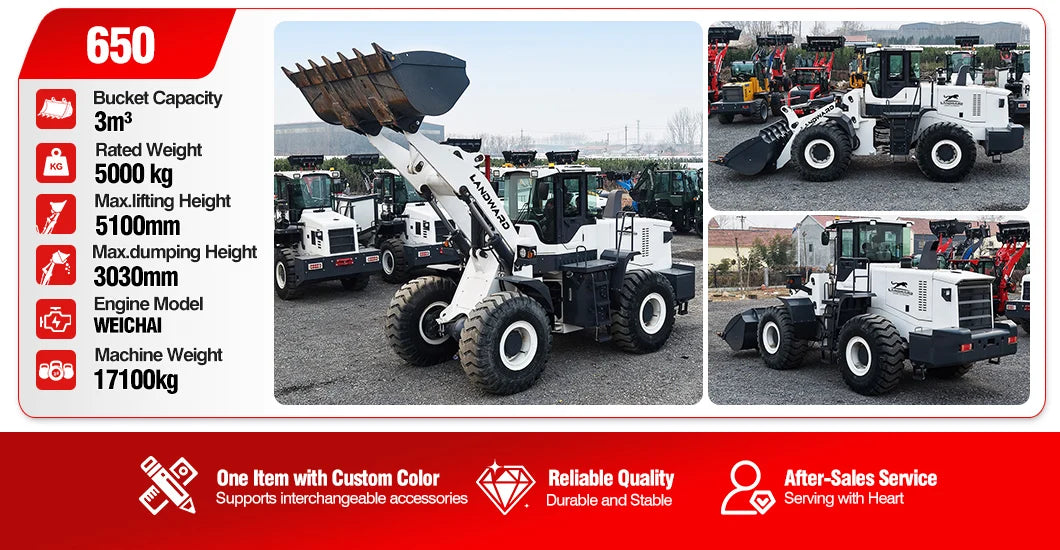 Farm Loader Diesel Kubota Engine Mini Loader Euro5 EPA Wheeled Mini Loader Hydraulic 4×4 Compact Loader 2 Ton Loaders Customized