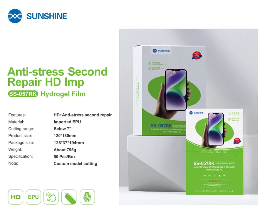 Sunshine Flexible Hydrogel Film SS-057 SS-057A SS-890C Cutting Machine SS-075S TPU Privacy Screen Protective Film With QR CODE