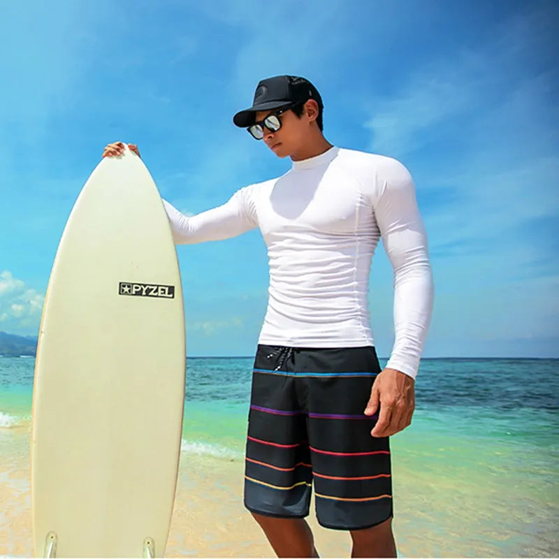 SAILBEE Men UV Protect Swimwear Long Sleeve Swimsuit Mens Rashguard Surfing Rash Guard Surf Shirt For Swimming Sail Drop Ship