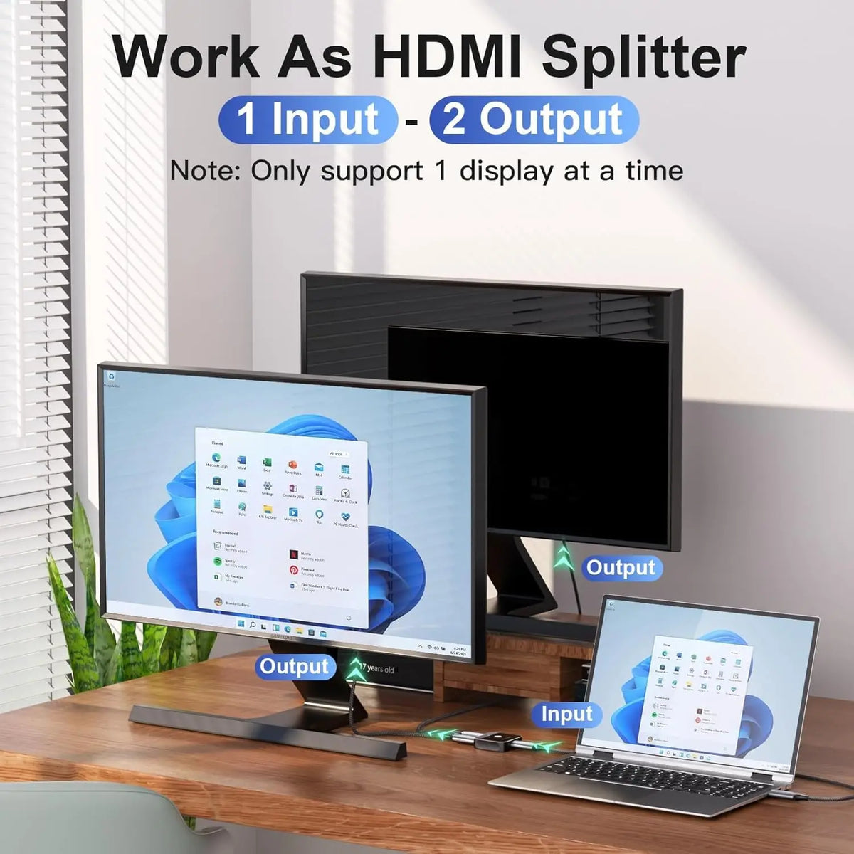 Vention New HDMI 2.0 Splitter Switch 2 in 1 4K@60Hz HDMI Bi-Directional Switcher Converter Monitor Adapter for PS5 Xbox Laptop