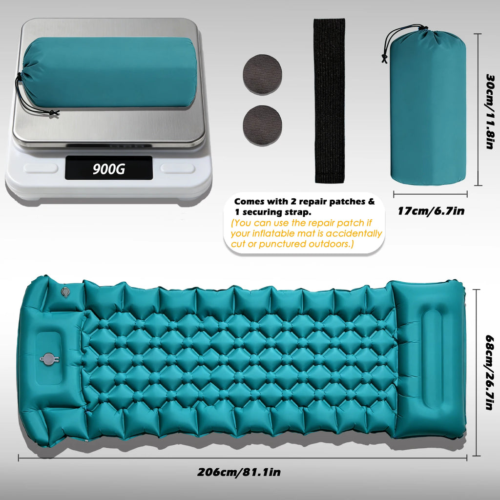2026!Thicken Camping Mat Inflatable Mattress Sleeping Bed Tent Moisture-Proof Built-in Foot Pump Sleeping Pad with Pillow