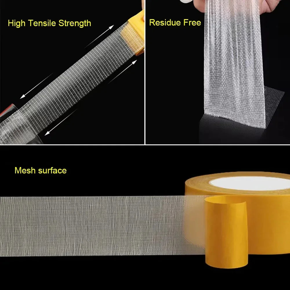 1Pc Super Thin Grid Double Sided Adhesive Tape Heavy Duty Waterproof Translucent Mesh Traceless Strong Fixing Adhesive Sticker