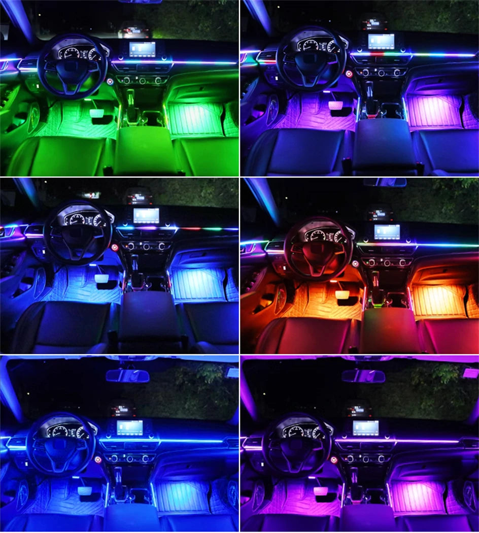 Newest Car LED Dual Zone Hidden Ambient Light Smoke Matt Black Acrylic Strip Symphony Interior Decoration Atmosphere Light Kits