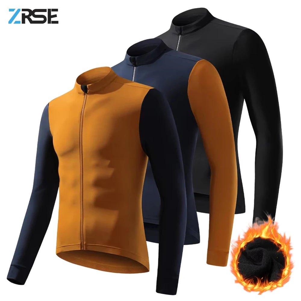 ZRSE Cycling Jersey Maillot Winter Windproof Bike Clothing Cycling Long Sleeve Windbreaker Waterproof MTB Bicycle Fleece Warm