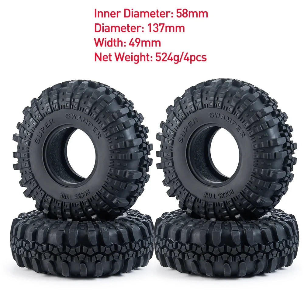 AXSPEED 4PCS Rubber Tyres 120/125/137/150mm for 1.9 2.2 Wheel Tires Axial SCX10 Wraith D90 D110 TRX4 TRX6 1/10 RC Crawler Car