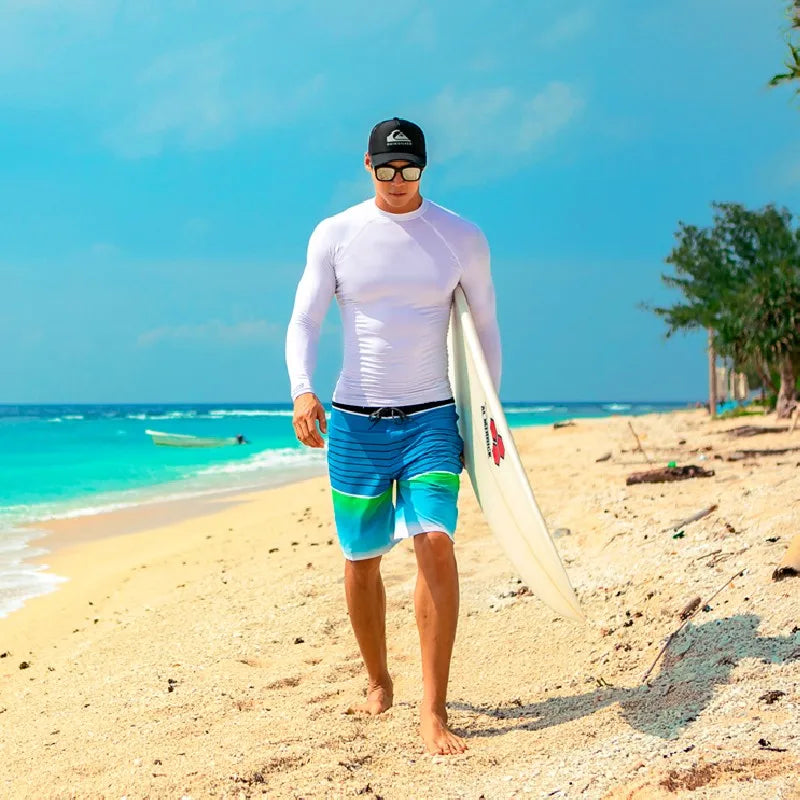 SAILBEE Men UV Protect Swimwear Long Sleeve Swimsuit Mens Rashguard Surfing Rash Guard Surf Shirt For Swimming Sail Drop Ship