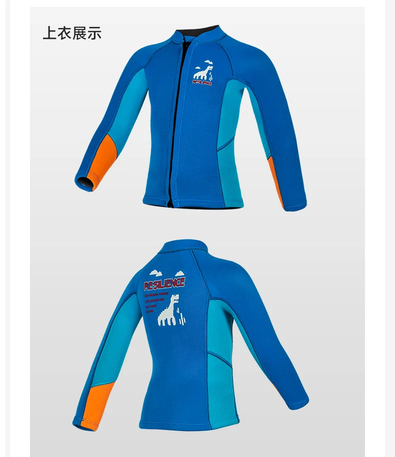 Kids Wetsuit Pants Top Jacket For Boy Toddler Youth Children's Wet Suit Surf Suits Neoprene 2.5mm Front Zipper Swimsuit