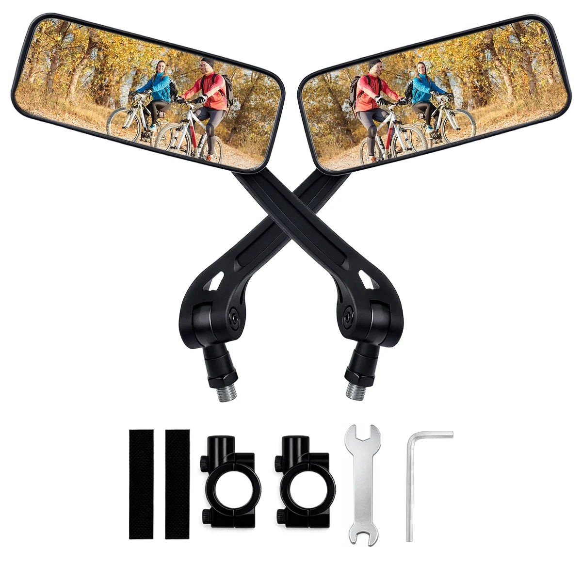 Pair of 360-Degree Rotating Bike Mirrors Scratch-Resistant Handlebar Mirrors for Safe Riding Rear View Glass Lens