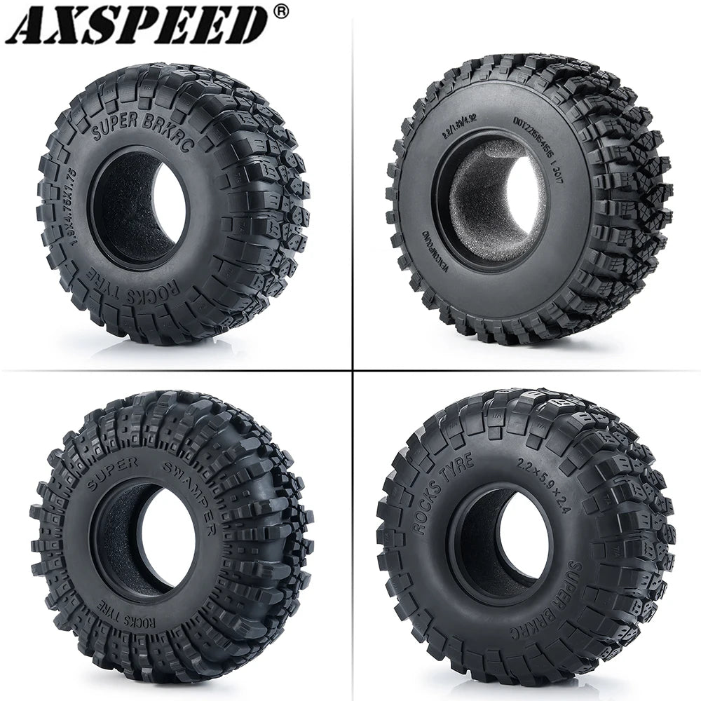 AXSPEED 4PCS Rubber Tyres 120/125/137/150mm for 1.9 2.2 Wheel Tires Axial SCX10 Wraith D90 D110 TRX4 TRX6 1/10 RC Crawler Car