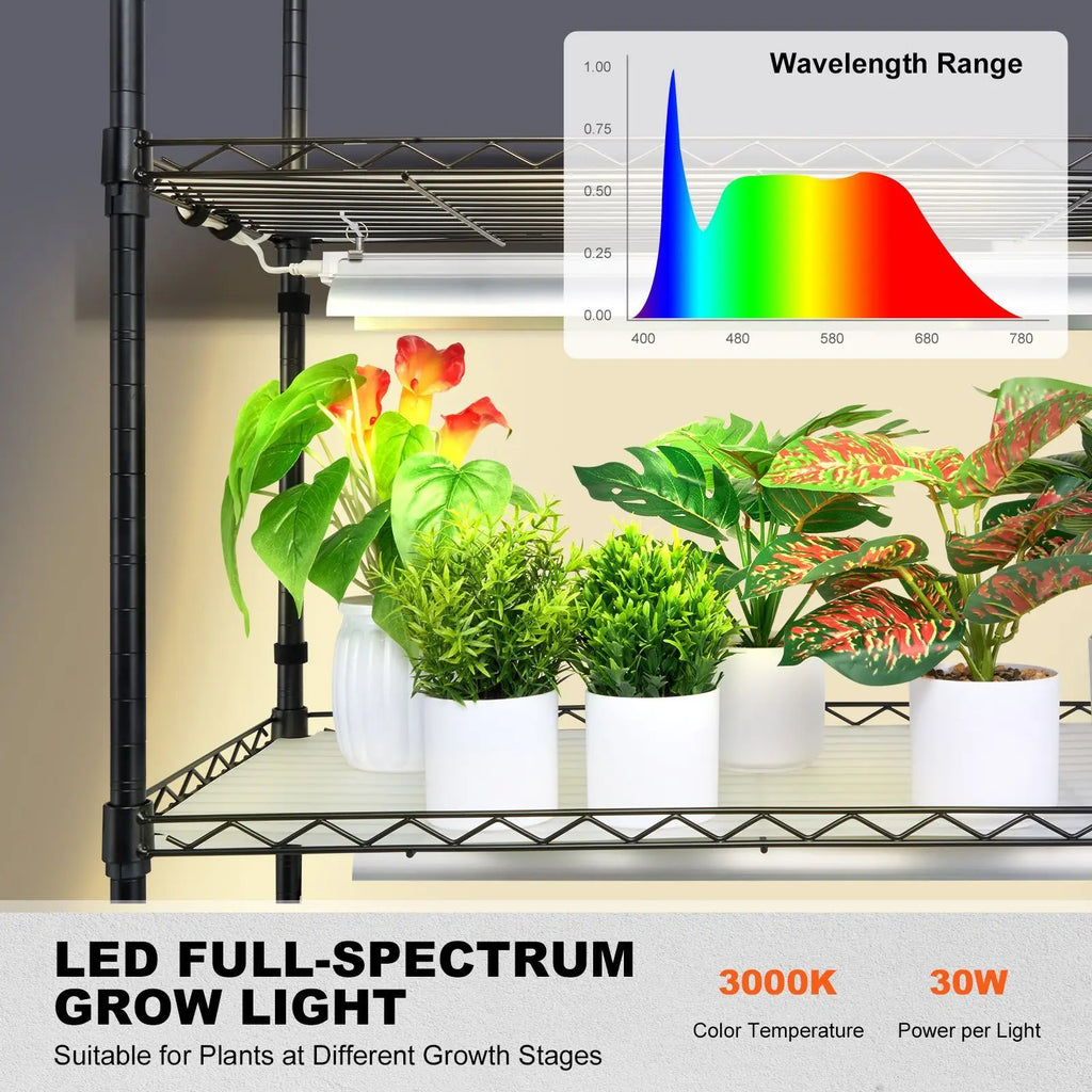 4-Tier 3000K 180W LED Full Spectrum Plant Stand Grow Light Indoor 180W LED Full Spectrum Light 4-Tier Plant Shelf Grow Light