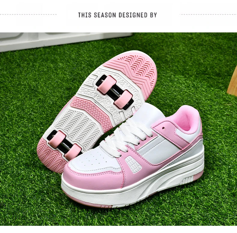 Children's Roller Skate Shoes Student Inline Skating Shoes Girls 4-Wheel Deformation Boy's Skating Shoes