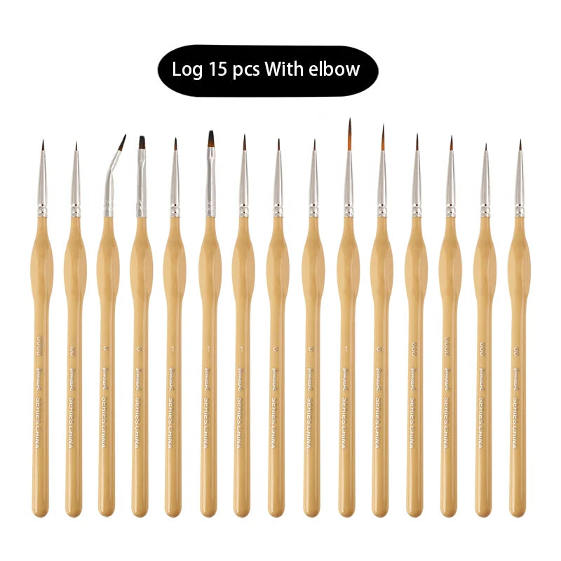 15 Pcs Miniature Hook Line Pen Painting Nylon Hair Multi Shape Pen Head Gouache Watercolor Oil Paint Artists Hand Painted Brush
