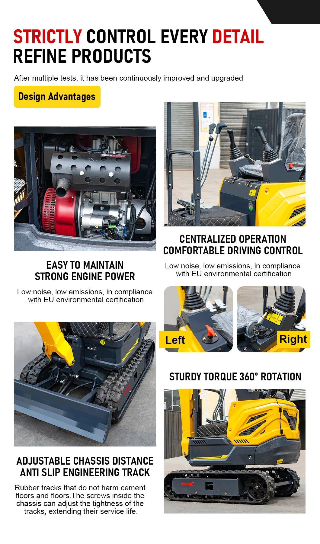 1.8ton Mini Excavator Wide Working Range Low Vibration Long Service Life For Small Commercial Construction Projects Customized