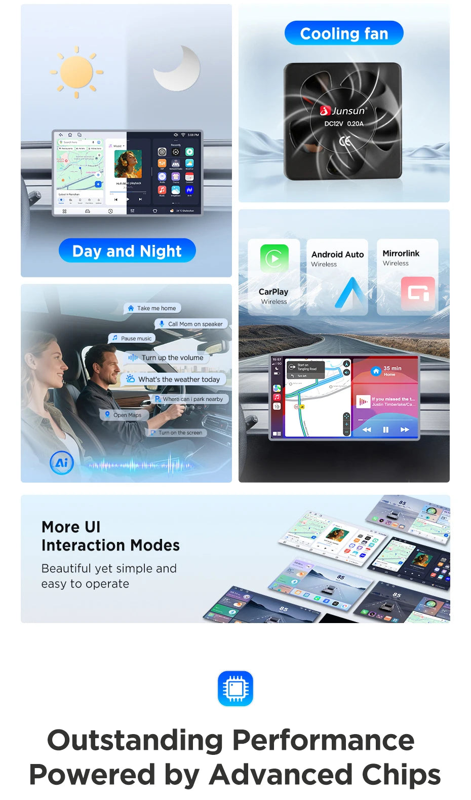Junsun Wireless CarPlay Android Auto Car Radio For Skoda Fabia Mk2 (5J) 2007-2014 Built-in Cooling Fan Android GPS Navigation Multimedia Player WiFi DSP RDS BT SWC IPS Touch Screen Autoradio Video Player Head Unit Stereo