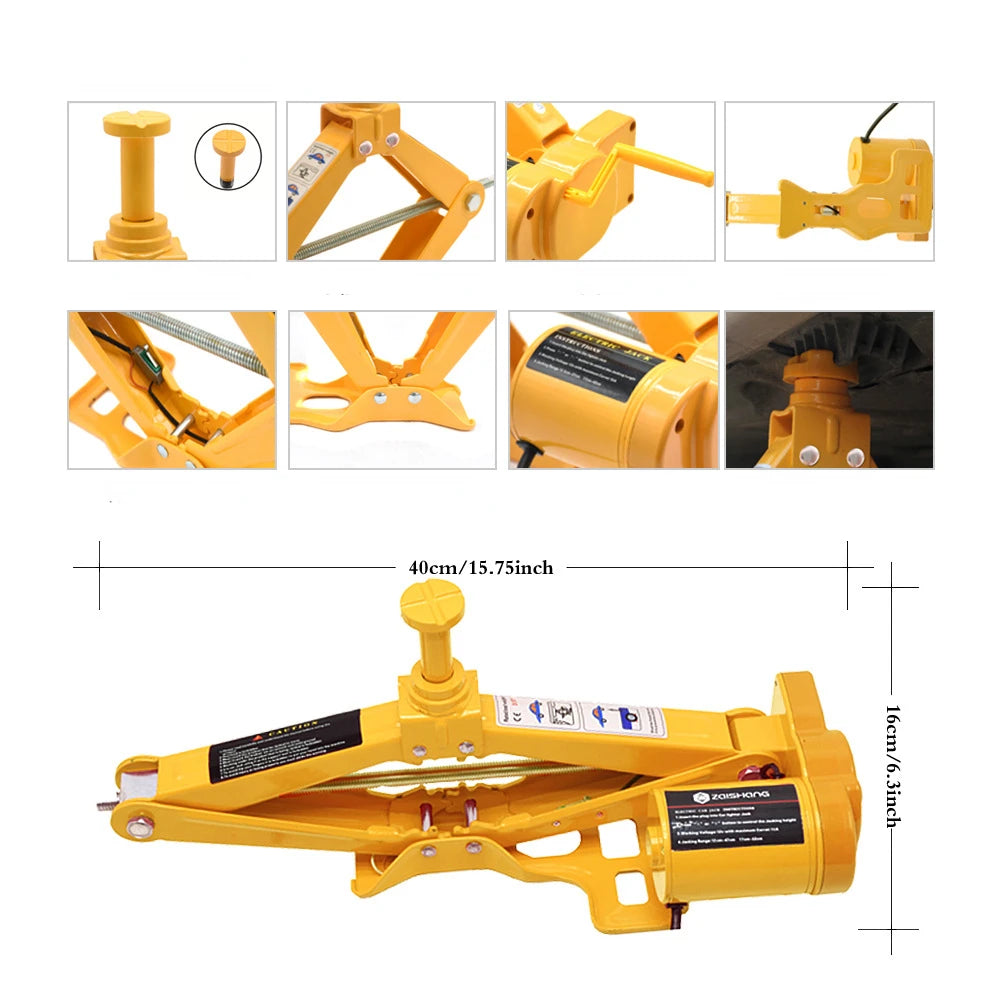 3 Ton Electric Car Jack Kit Lifting Set 12V 3 in 1 Scissors Car Jacks with Impact Wrench and Pump Auto Lift Repair Tools