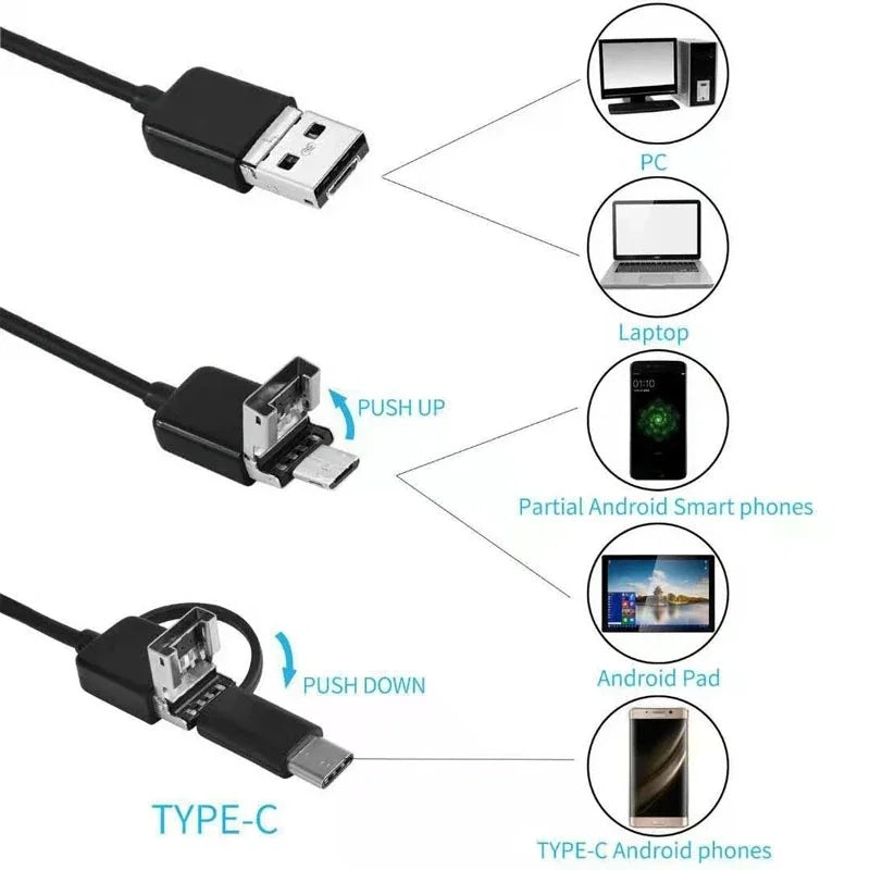 40m Fish Finder Underwater Fishing Endoscope Camera 960P Cars Sewer Inspection Borescope Waterproof 3In1 For Usb Android Type-C