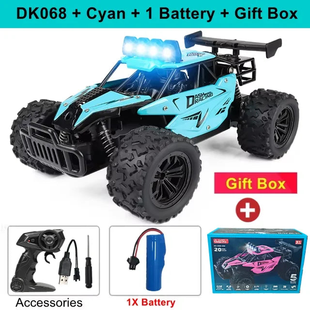 Oike Remote Control Car RC Drift Racing Vehicle Off Road Alloy 2.4G Radio High-Speed Trucks With LED Light Climbing Gift Kid Toy