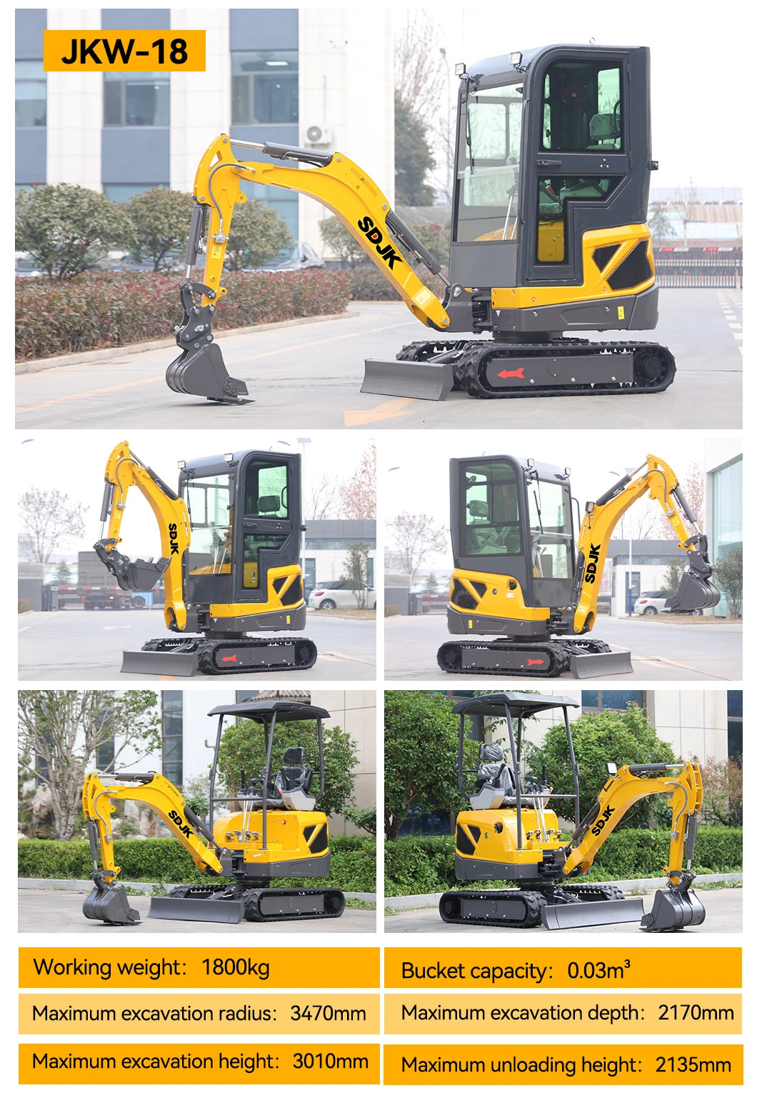 Hot Selling 1 Ton 2 Ton Mini Excavator Multifunctional Track Enclosed 2.5 Ton Small Excavator Customized and Fast Delivery