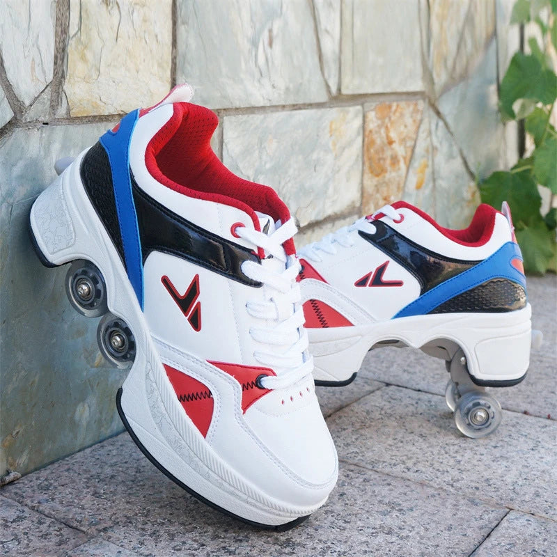 New Deformation Parkour Shoes 4 Roller Skating Shoes Kids Adults Unisex Sneakers Street Urban Fitness FSK Quad Skating Shoes