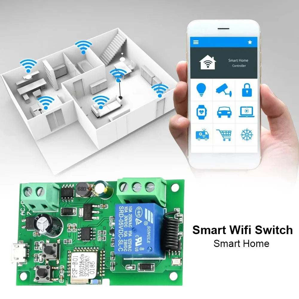 Ewelink WIFI RF 7-32v Garage Door Opener Module Sliding Gate Controller Smart Switch  Alexa Googole Home