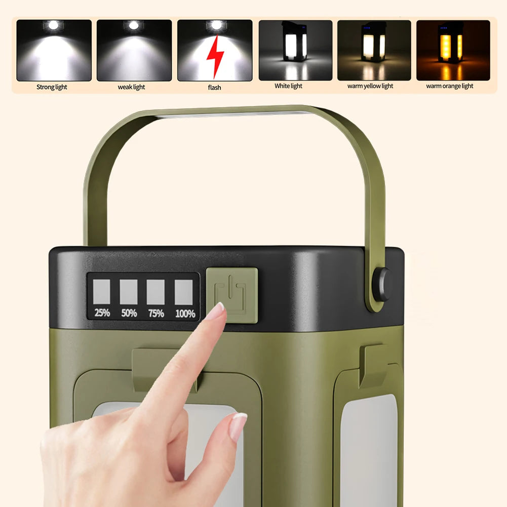 Foldable Camping Light Waterproof Rechargeable Lantern Portable Flashlight LED Tent Light for Camping Hiking Fishing