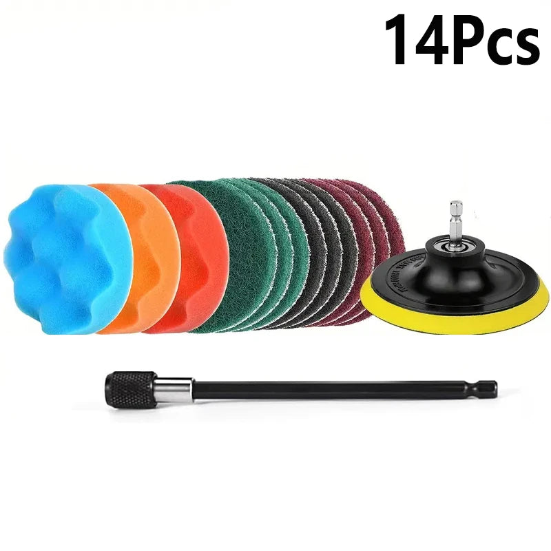  Electric Cleaning Brush Set, Electric Drill Brush Head, Car Cleaning Sponge Soft Brush, Car Wash Hard Brush, Bathroom Brush
