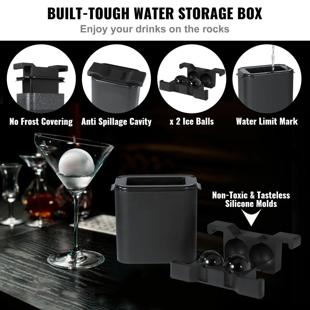 2.36inch Crystal Clear Ice Ball Maker Storage Bag with Ice Clamp 2C Clear Ice Cube