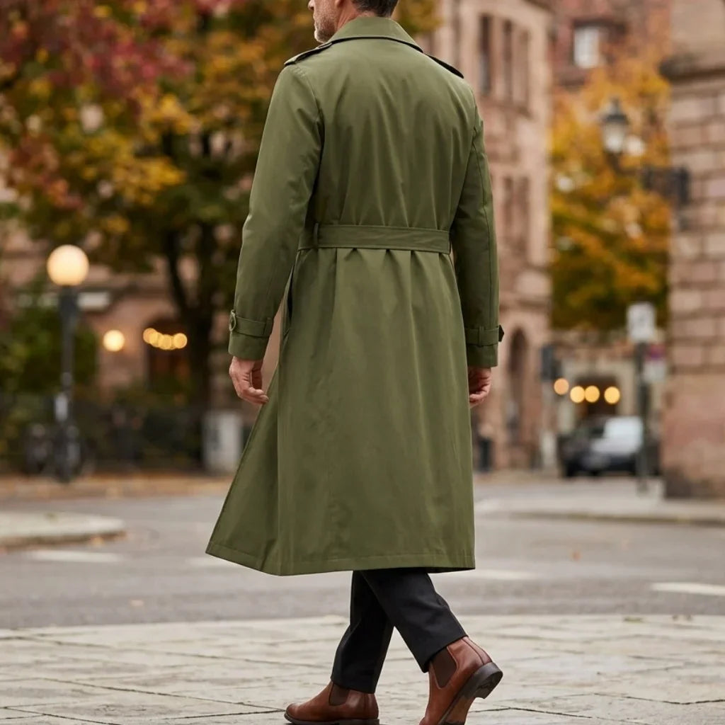 New Men's Trench Autumn Super Long Windbreaker - Double-Breasted with Belt | Thin & Loose Streetwear Casual Long Jackets for Man