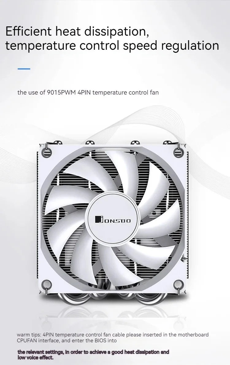 JONSBO HP-400S Pressure Profile CPU Radiator 4 Heat Pipe 9CM Fan Ultra-Thin Radiator Suitable ITX Small Case Processor Cooler