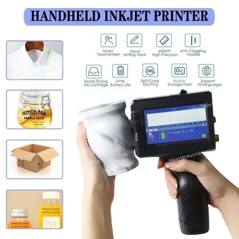 Cost-effective handheld inkjet printer - portable design with 3D scanner capabilities