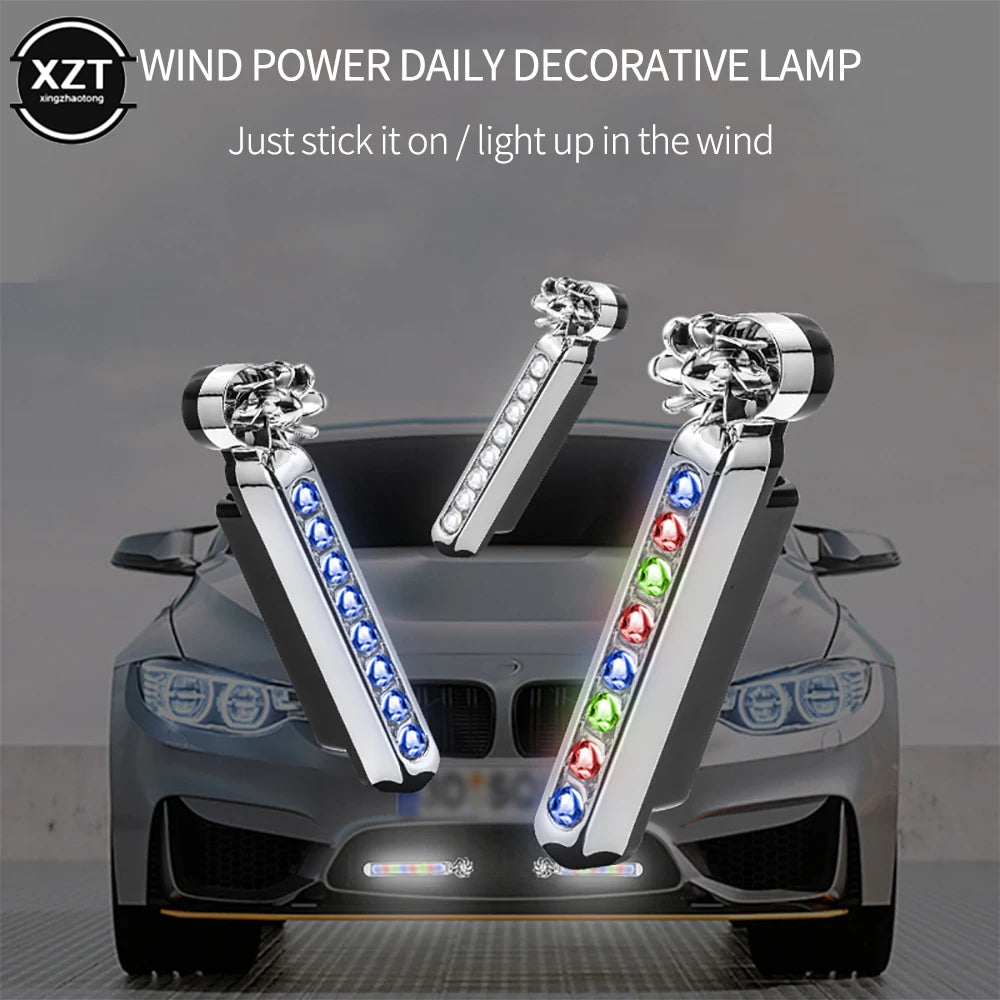 2pcs Wind Powered Car LED Daytime Running Light Auxiliary Lighting Rotation Fan Lamp Automobile Day Time Headlight LED Lights