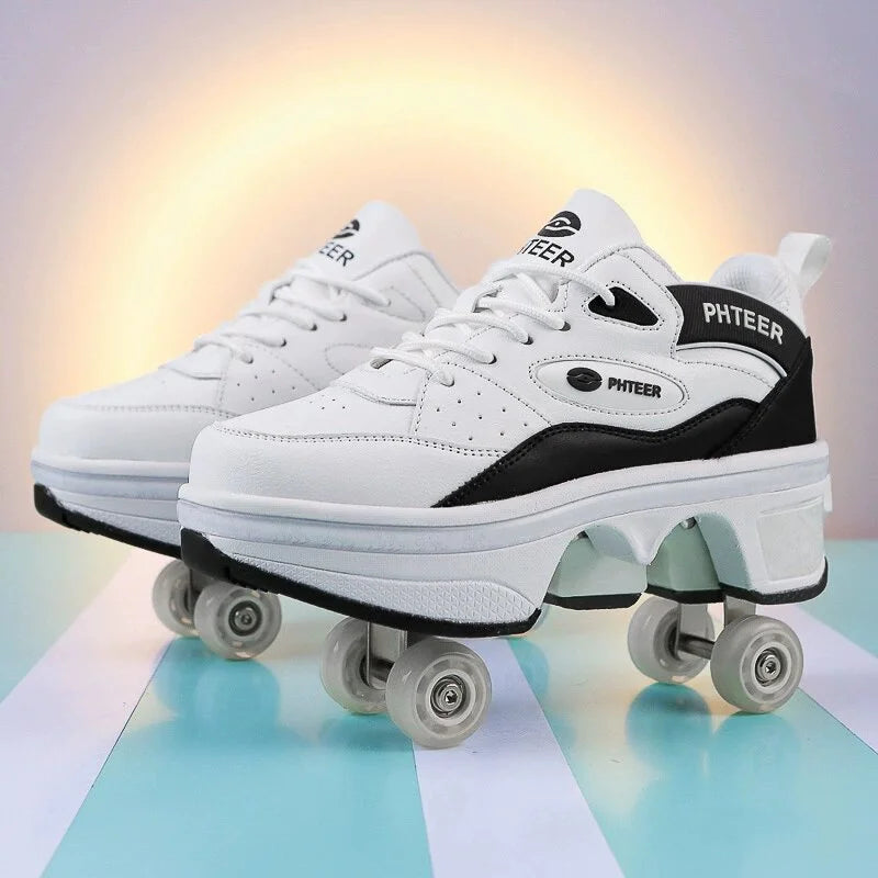 New Deformation Parkour Shoes 4 Roller Skating Shoes Kids Adults Unisex Sneakers Street Urban Fitness FSK Quad Skating Shoes