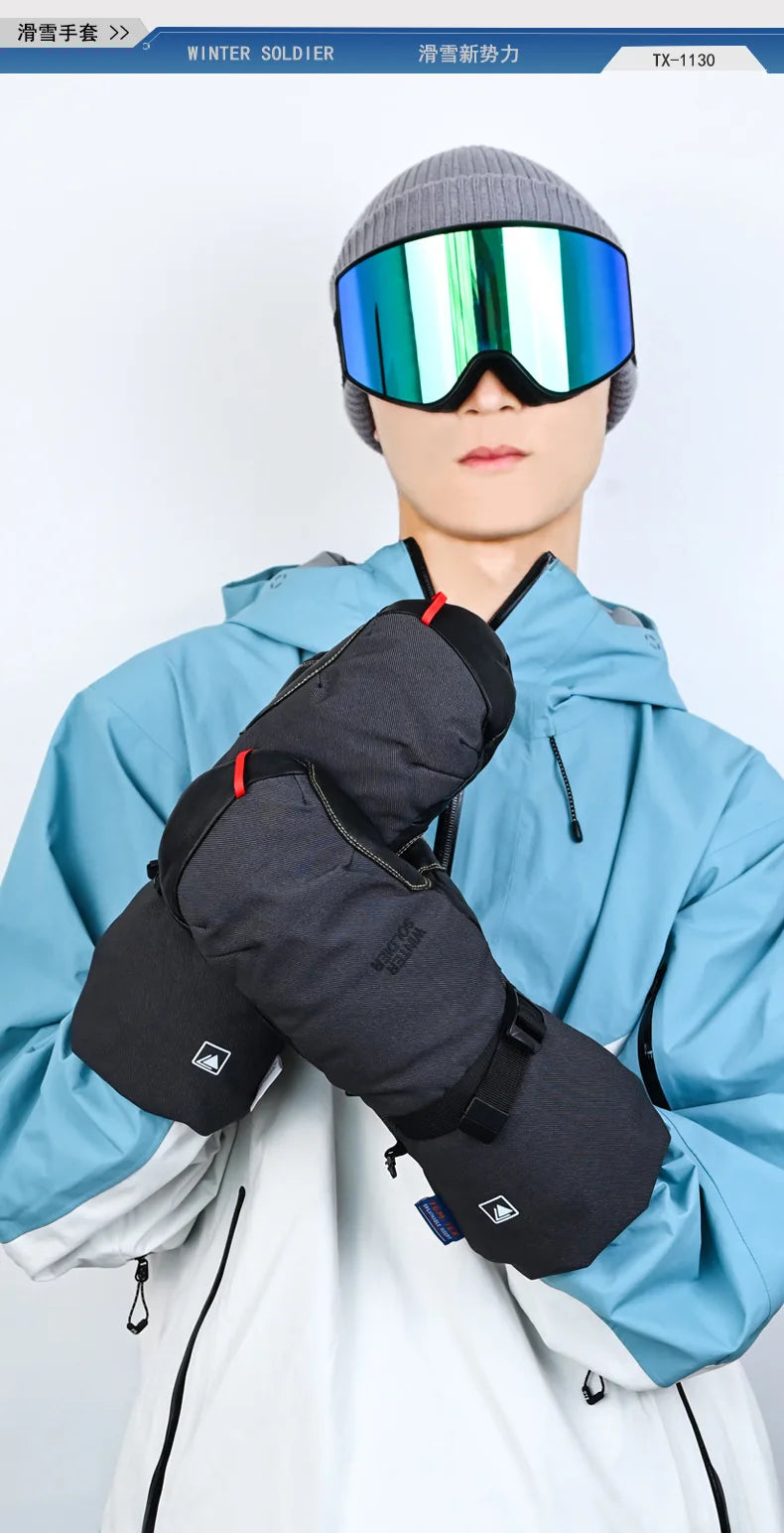 Professional Down Skiing Gloves With Winter Touch Screen Thickened Velvet Wear-Resistant Windproof Waterproof Skiing Gloves