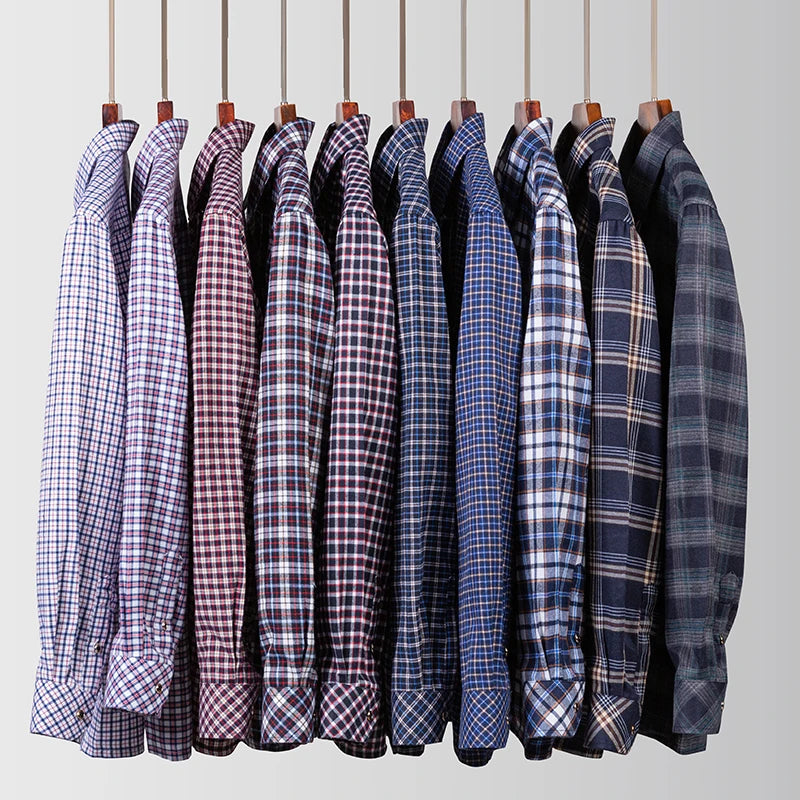 2024 New Fashion Men's Plaid Shirt Long Sleeve Cotton Regular Fit Men Casual Flannel Shirts Leisure Autumn Male Blouse Clothing