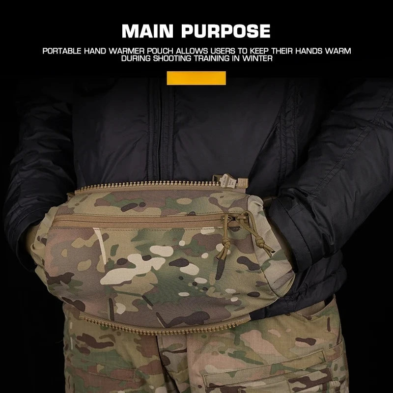 Tactical Multifunctional Hand Warm Drop Bag Muff Hand Warmer Pouch Stowable Fanny Pack for Winter Airsoft Hunting Camping