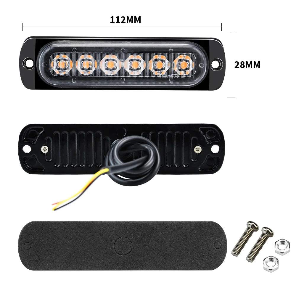2pcs 12V-24V Fog Lights LED Work Light Flood Light Off-Road Car External Lights White 6 SMD LED Indicator Light Tail Rear Lamps