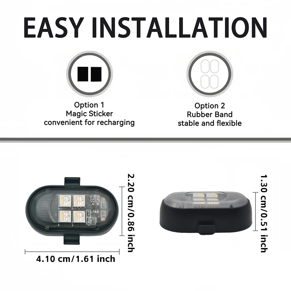 Rechargeable Car LED Light Kit, RGB Color Changing LED Light with Remote Control, Decorative Atmosphere Lamp for Car Motorcycle