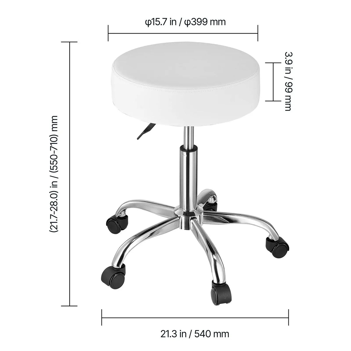 "Salon Furniture 450 LBS Capacity Height Adjustable Swivel Rolling Stool with Thickened PU Leather Seat"