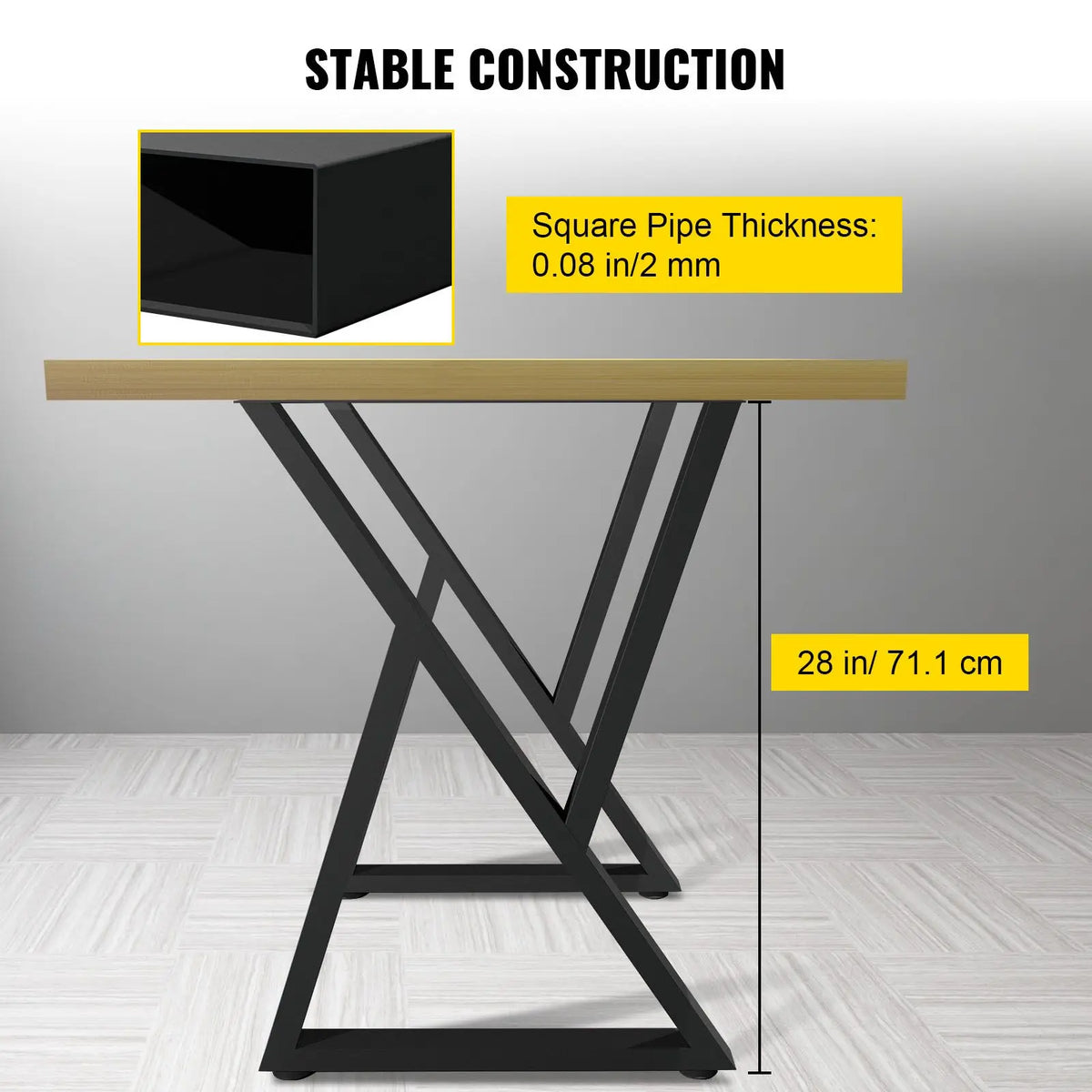 28x18 Inch Heavy-Duty Metal Table and Bench Legs Wrought Iron Coffee Table Z Shape Furniture Legs for Parks and Gyms