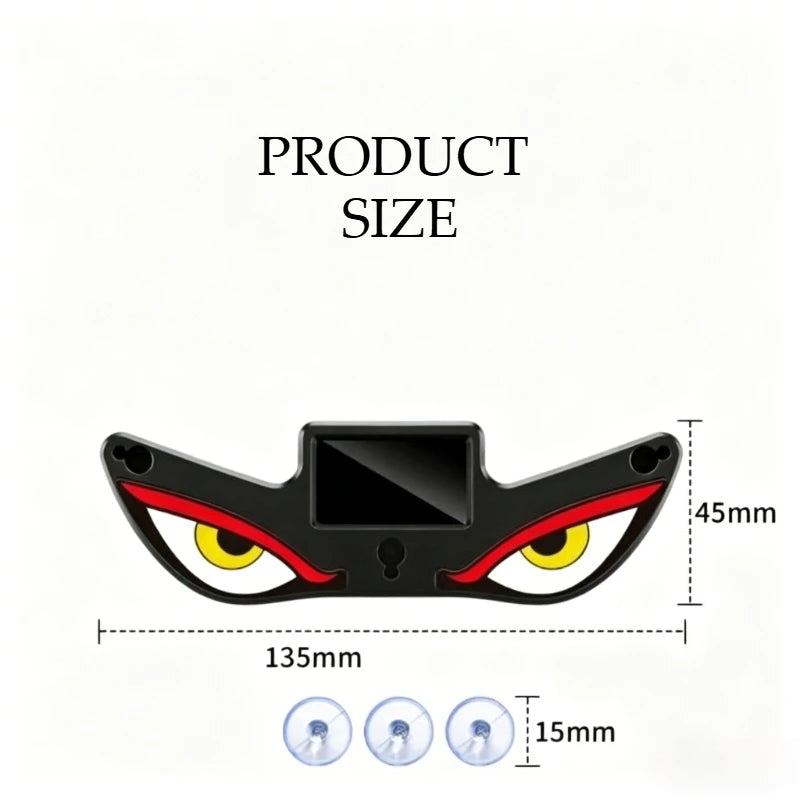 1Pc LED Dynamic Expression Neon Light, Car Solar Devil Eye Light, Rear Window Anti-Rear-End Warning Light