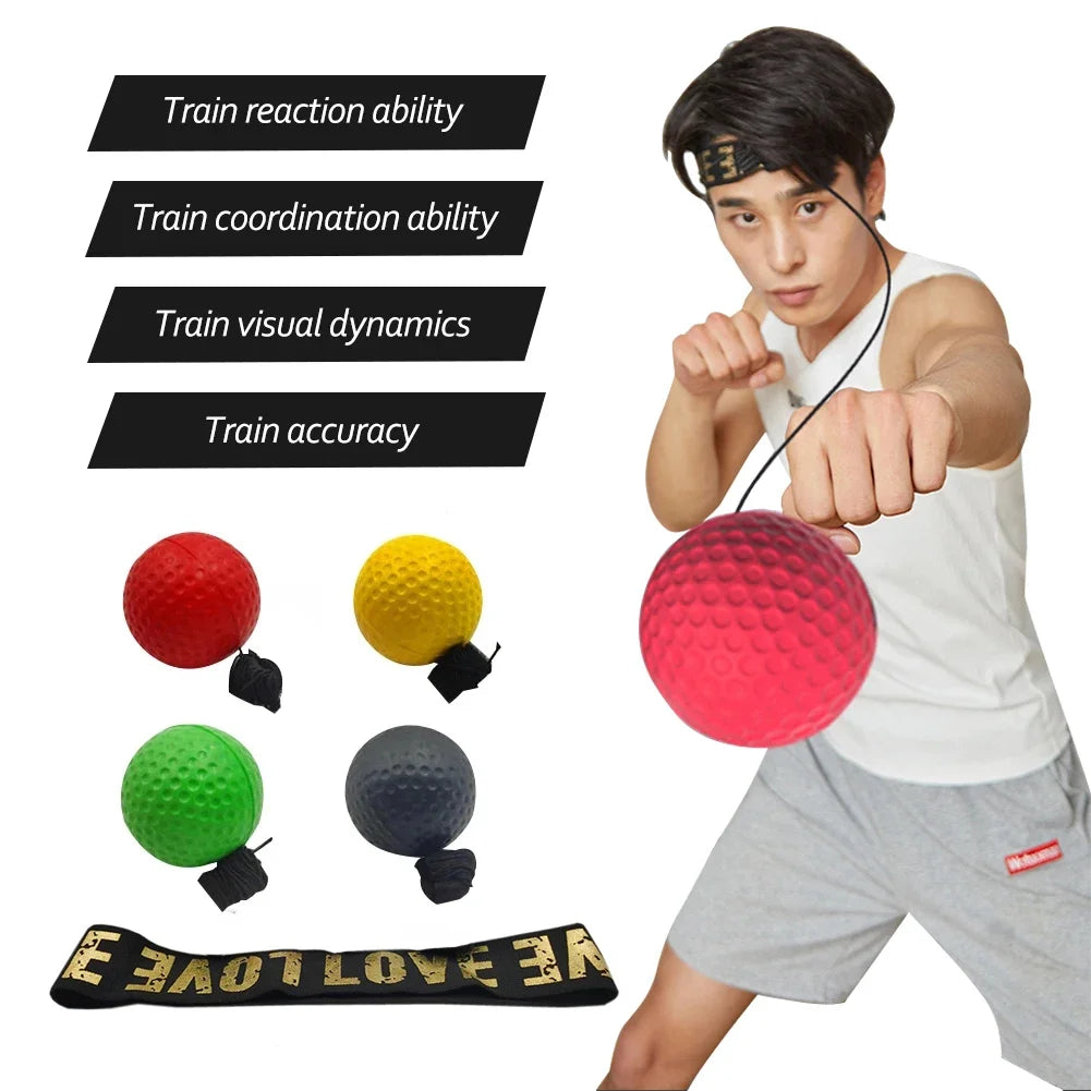 New Set Boxing Speed Ball Head-mounted PU Punch Ball MMA Sanda Training Hand Eye Reaction Home Sandbag Fitness Boxing Equipment