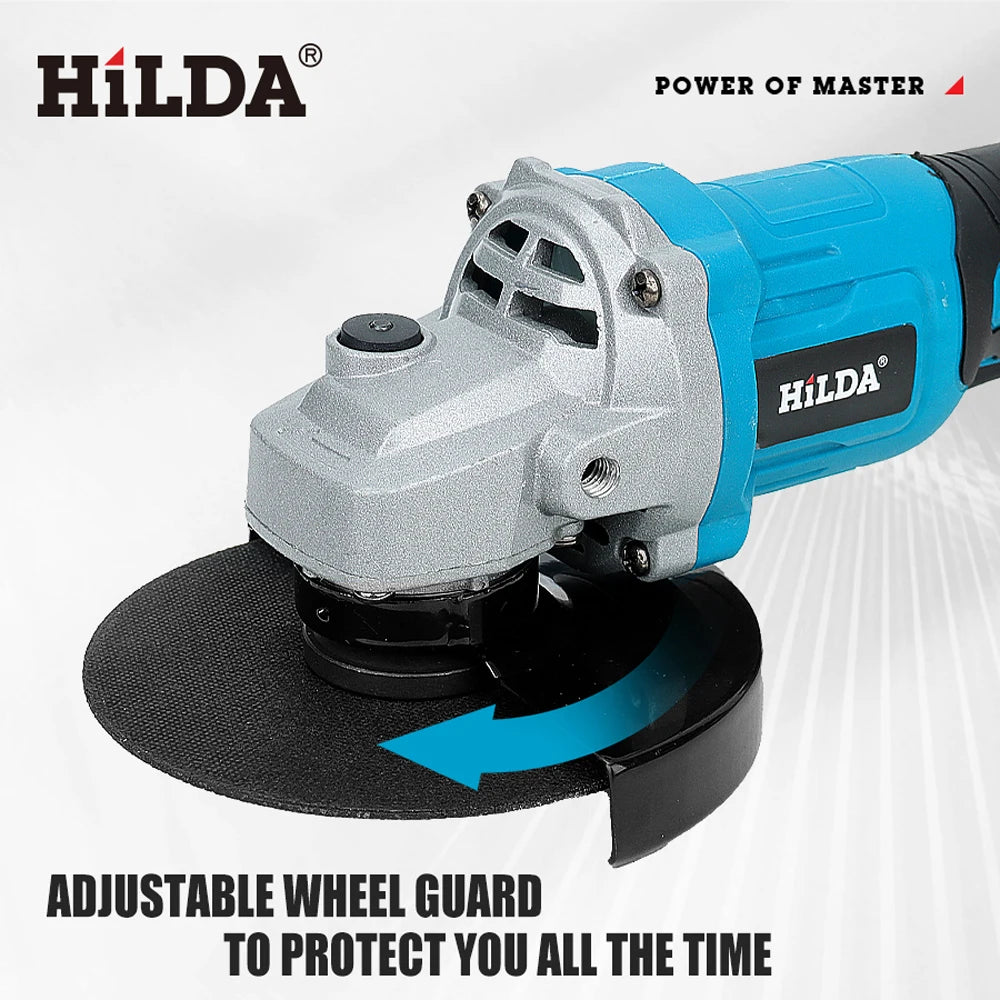 HILDA 21V Handheld Brushless Angle Grinder Cutting Rechargeable Electric Power Tool Polishing Machine Grinder for Makita Battery