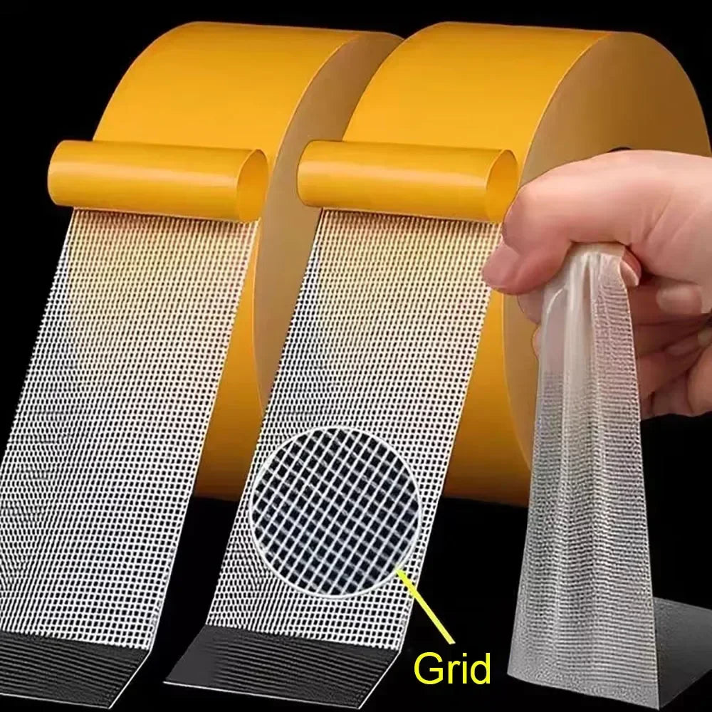 1Pc Super Thin Grid Double Sided Adhesive Tape Heavy Duty Waterproof Translucent Mesh Traceless Strong Fixing Adhesive Sticker