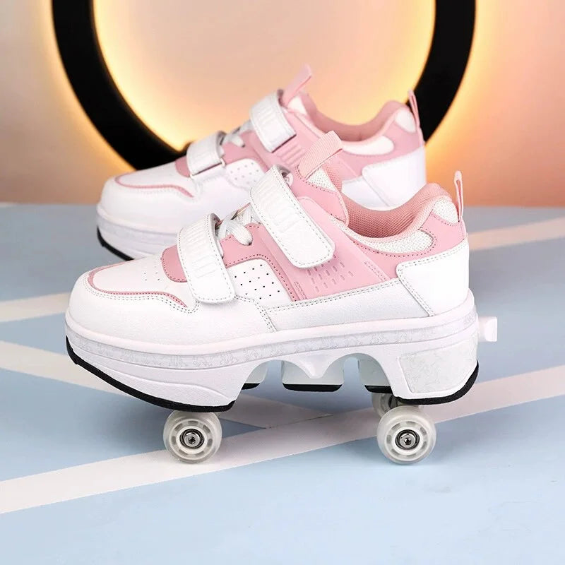 New Deformation Parkour Shoes 4 Roller Skating Shoes Kids Adults Unisex Sneakers Street Urban Fitness FSK Quad Skating Shoes