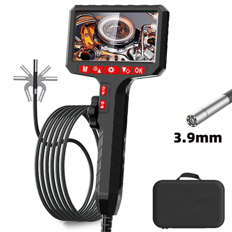 5Inch Borescope, Two-Way Rotary 360° Industrial 3.9mm Camera for Automotive Repair, Plumbing Inspection