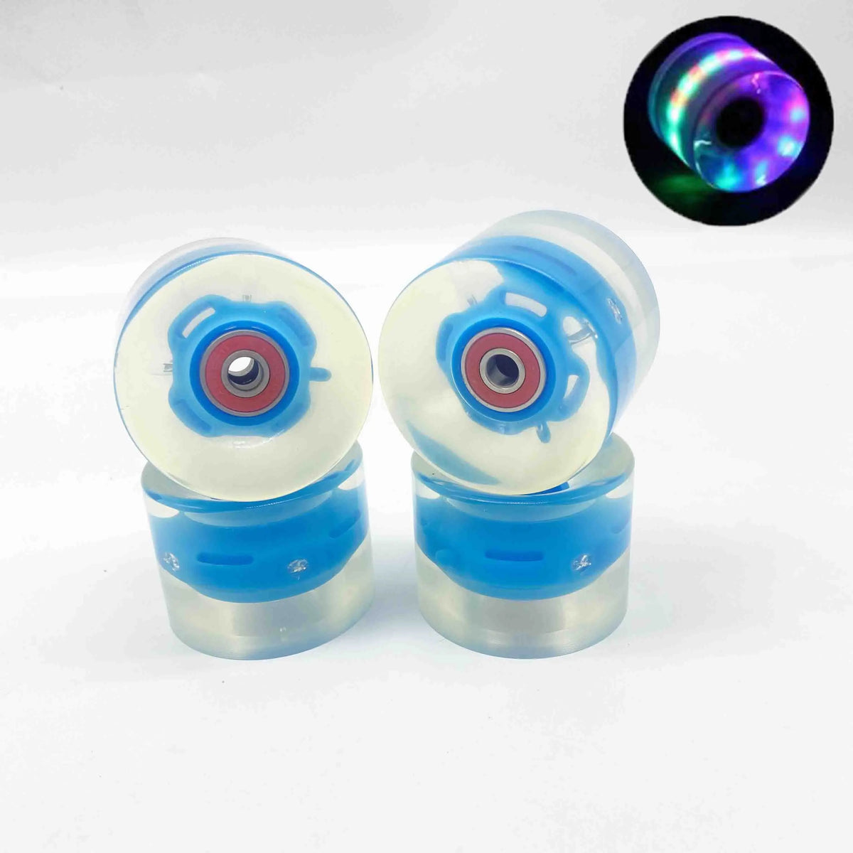 4 Pieces 78A 60*45mm LED Flash Longboard Wheel DanceBoard Transparent Skateboard Wheel PU Double Rocker Flashing Wheel