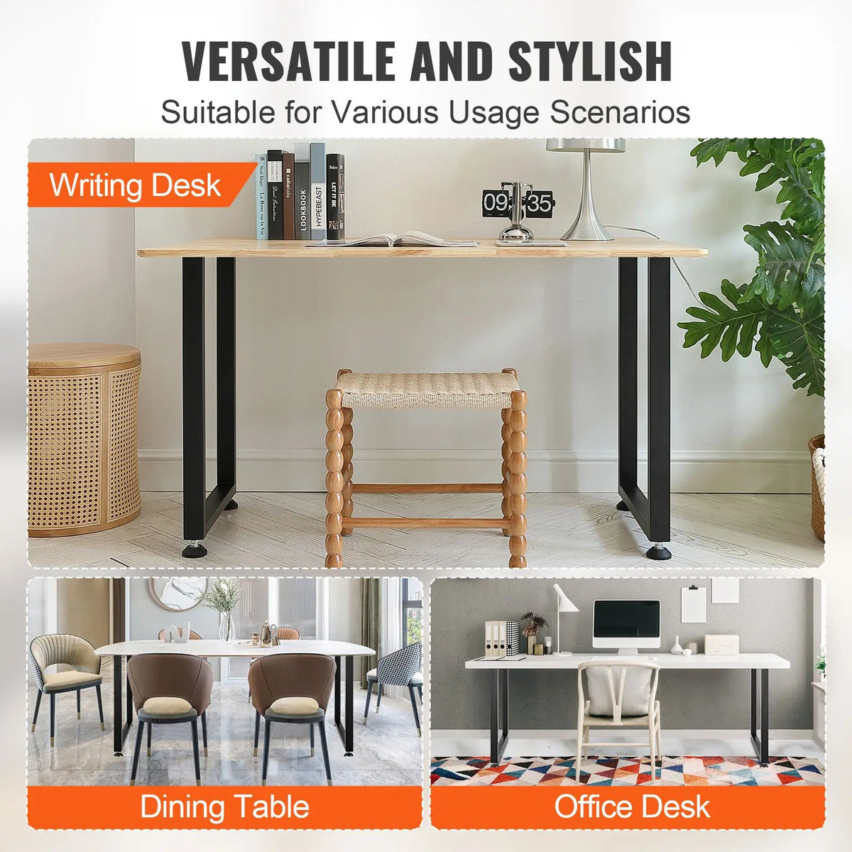 "28 Inch Heavy Duty Steel Farmhouse Table Legs Set 2 Reinforced Max Load 1000 Lbs DIY"