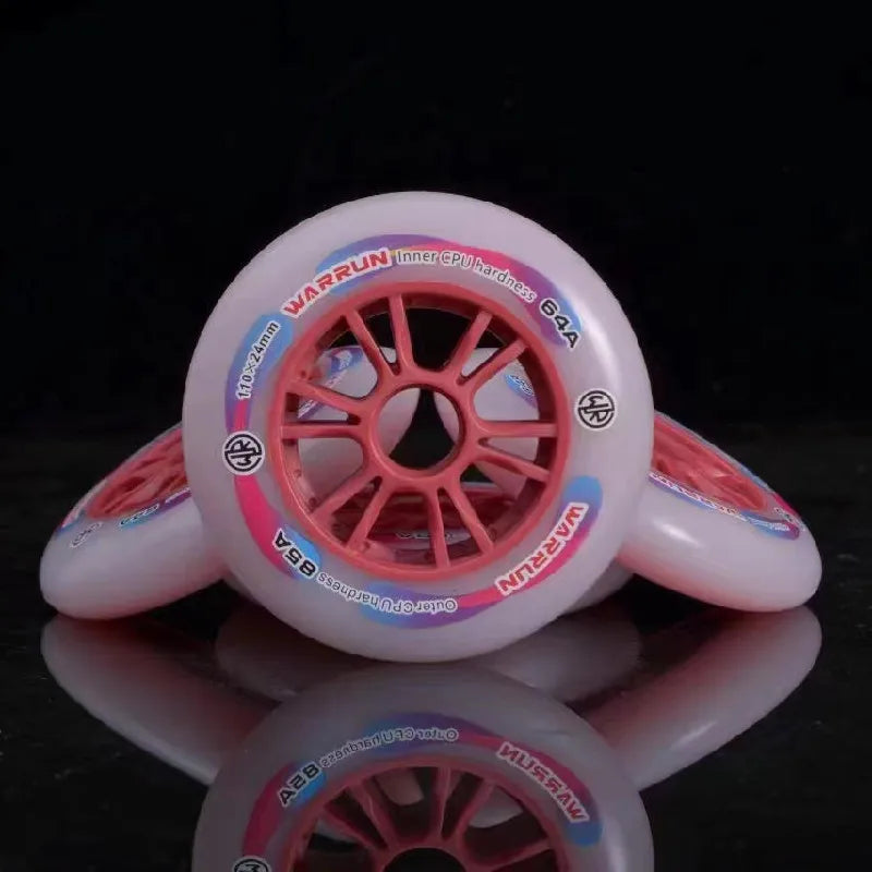 Inline Speed Skate Wheel Original WARRUN Dual Hardness Skating Wheels Professional Race MarathonTires 64A 85A Durable Elastic PU