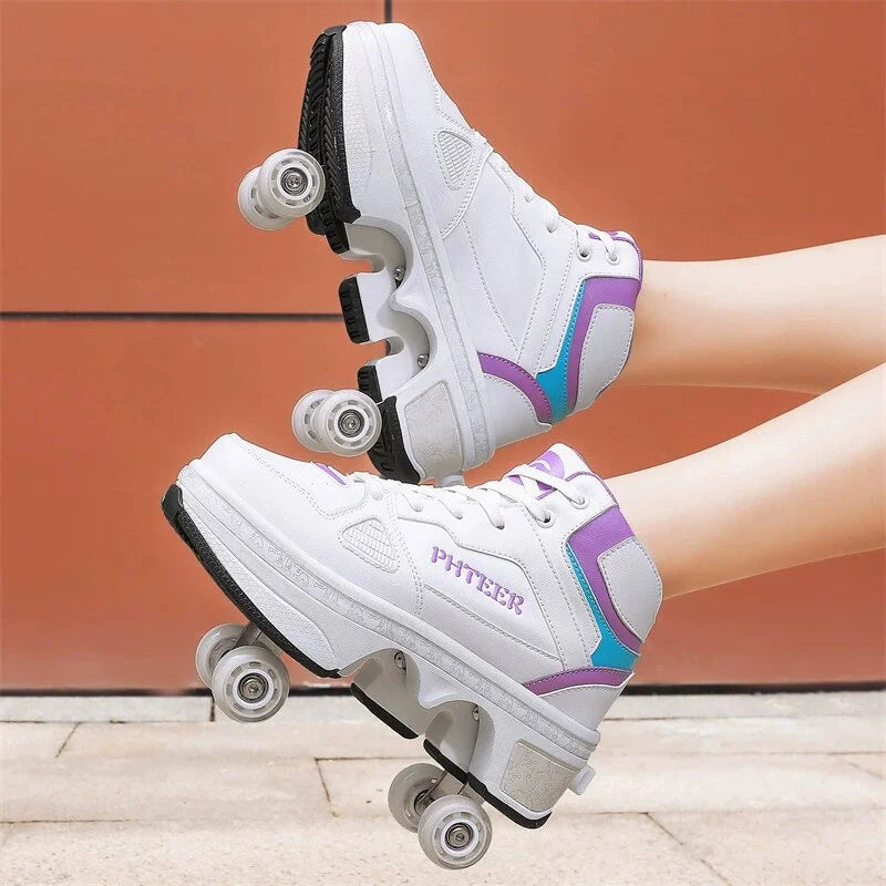 New Deformation Parkour Shoes 4 Roller Skating Shoes Kids Adults Unisex Sneakers Street Urban Fitness FSK Quad Skating Shoes